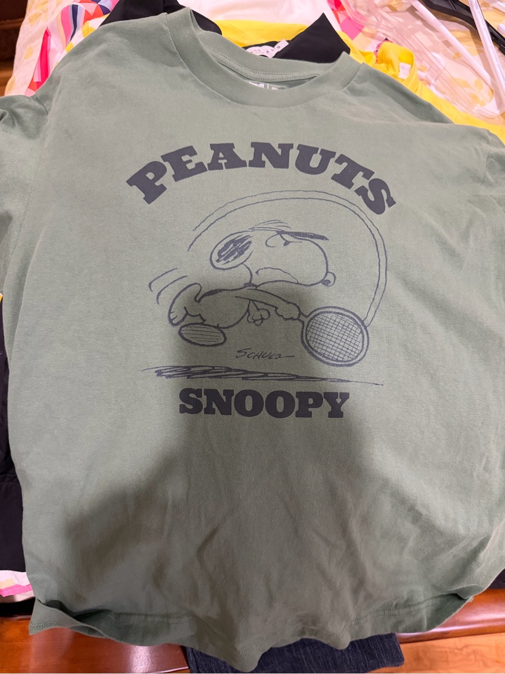 Peanuts Snoopy Olive Green Short Sleeve Tee